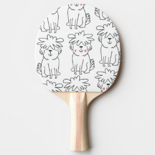 Raquette De Ping Pong Chiens moelleux à main : motif vintage.