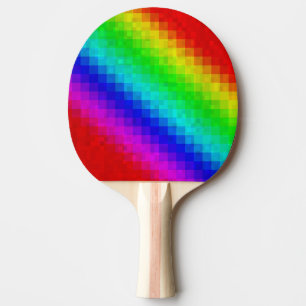 Raquette De Ping Pong Chimmer en mosaïque arc-en-ciel chaud,