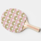 Raquette De Ping Pong chinois rose et laiton Semi-cercle Motif vague (Côté)