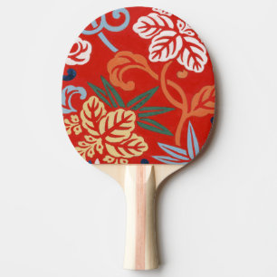 Raquette De Ping Pong Chinoiserie Rouge Floral Hawaïen Kimono Japonais