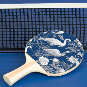 Raquette De Ping Pong Chinoserie bleu et blanc Série Design 7