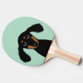Raquette De Ping Pong Chiot aux cheveux longs mignon de teckel (Côté)