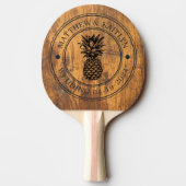 Raquette De Ping Pong Chopping Block Pineapple Wedding Crest & Names (Dos)