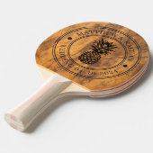 Raquette De Ping Pong Chopping Block Pineapple Wedding Crest & Names (Devant Angle)