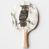 Raquette De Ping Pong Chouette camouflée sur marbre (Dos)