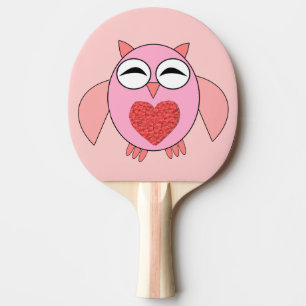 Raquette de Ping Pong Chouette Cœur d'Amour Rose