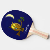 Raquette De Ping Pong Chouette triste avec larmes et lune manquant ton d (Côté)