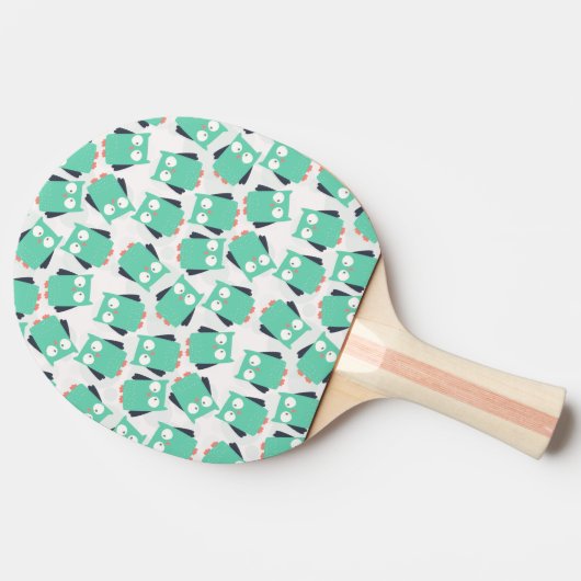Raquette De Ping Pong Chouettes lunaires turquoises (Dos Côté)