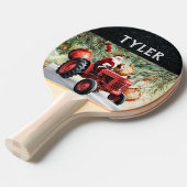Raquette De Ping Pong Christmas Santa Red Tractor Festive Jolly (Devant Angle)