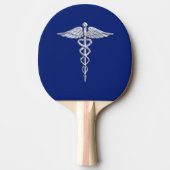 Raquette De Ping Pong Chrome Comme Caduceus Symbole Médicale Marine Déco (Devant)