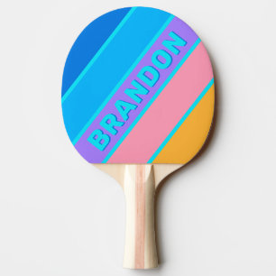Raquette De Ping Pong Ciel Néo-néon des Années 80 avec Rayures Gras et N