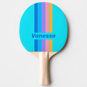 Raquette De Ping Pong Ciel Océan Néon des Années 80 Rayé avec Nom