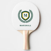 Raquette De Ping Pong Cimier logo Monogramme Vert et Or (Devant)