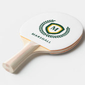 Raquette De Ping Pong Cimier logo Monogramme Vert et Or (Devant Angle)