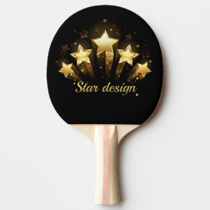 Raquette De Ping Pong Cinq étoiles d'or en noir