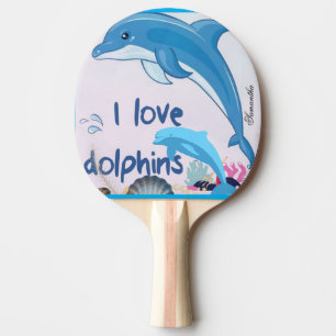 Raquette De Ping Pong Citations de dauphins d'amour mignons et colorés N