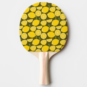 Raquette De Ping Pong Citrons jaunes et motif vert olive : Citrus modern