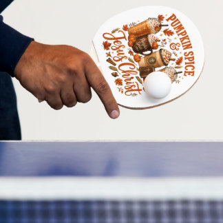 Raquette De Ping Pong Citrouille Épicée Et Jésus-Christ Noël Chrétien Au