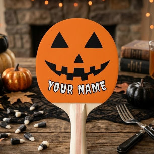 Raquette De Ping Pong Citrouille orange personnalisée Halloween Votre no