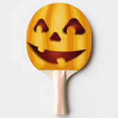 Raquette De Ping Pong Citrouille sculpté souriant design Halloween (Devant)