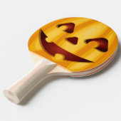 Raquette De Ping Pong Citrouille sculpté souriant design Halloween (Devant Angle)