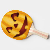Raquette De Ping Pong Citrouille sculpté souriant design Halloween (Côté)