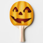 Raquette De Ping Pong Citrouille sculpté souriant design Halloween (Devant)