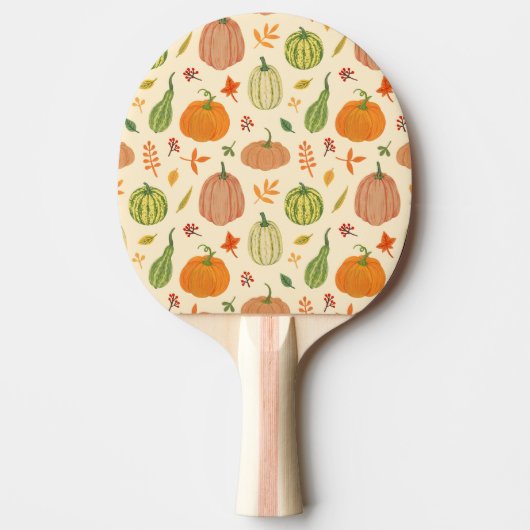 Raquette De Ping Pong Citrouille vert et orange, motif sans soudure. (Devant)