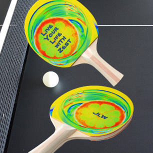 Raquette De Ping Pong Citrus de pop art psychédélique brillant