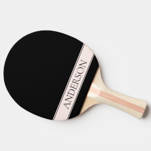 Raquette De Ping Pong Clair rose pâle Bleu Bande et Élégant Texte modifi