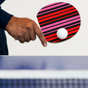 Raquette De Ping Pong Classique design à rayures verticales rouge noir e