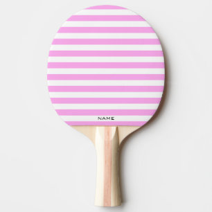 Raquette De Ping Pong Classique Moderne Pink White Stripes Nom personnal