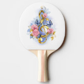 Raquette De Ping Pong Clé de sol avec roses roses (Dos)