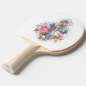 Raquette De Ping Pong Clé de sol avec roses roses (Devant Angle)
