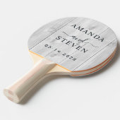 Raquette De Ping Pong Clean Light Gray Couple Names with Wedding Date (Devant Angle)