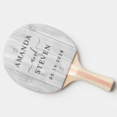 Raquette De Ping Pong Clean Light Gray Couple Names with Wedding Date (Côté)