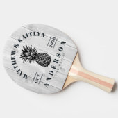 Raquette De Ping Pong Clean Light Gray Tropical Pineapple Wedding Crest (Côté)