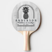 Raquette De Ping Pong Clean Light Gray Wood Pineapple Wedding Arch &Name (Dos)