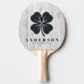 Raquette De Ping Pong Clean Light Gray Wooden Four Leaf Clover with Name (Devant)