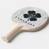 Raquette De Ping Pong Clean Light Gray Wooden Four Leaf Clover with Name (Devant Angle)