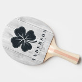 Raquette De Ping Pong Clean Light Gray Wooden Four Leaf Clover with Name (Côté)
