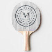 Raquette De Ping Pong Clean Light Gray Wooden  Wedding Monogram (Devant)