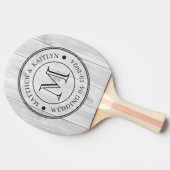 Raquette De Ping Pong Clean Light Gray Wooden  Wedding Monogram (Côté)
