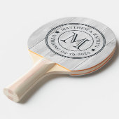 Raquette De Ping Pong Clean Light Gray Wooden Wedding Monogram Star (Devant Angle)