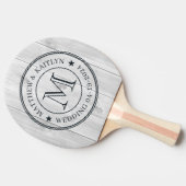 Raquette De Ping Pong Clean Light Gray Wooden Wedding Monogram Star (Côté)