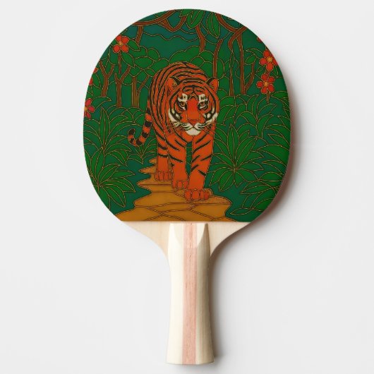 Raquette De Ping Pong Cloisonne Art Tiger on the Jungle Path (Devant)