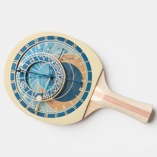 Raquette De Ping Pong Closeup on Prague Astronomical Clock, Czech R. (Côté)