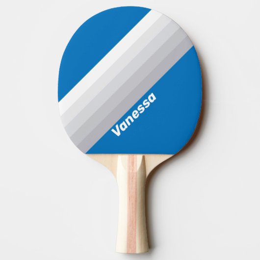 Raquette De Ping Pong Cloudy Blue Sky Stripes with Name (Dos)