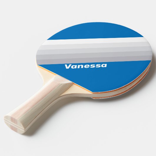 Raquette De Ping Pong Cloudy Blue Sky Stripes with Name (Devant Angle)