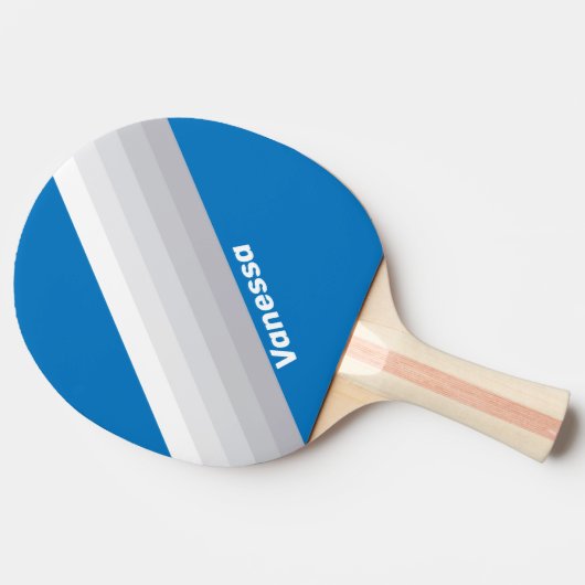 Raquette De Ping Pong Cloudy Blue Sky Stripes with Name (Côté)